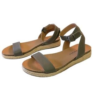Lucky Brand LK Garston Gray Leather Espadrille Flat Sandal Size 7